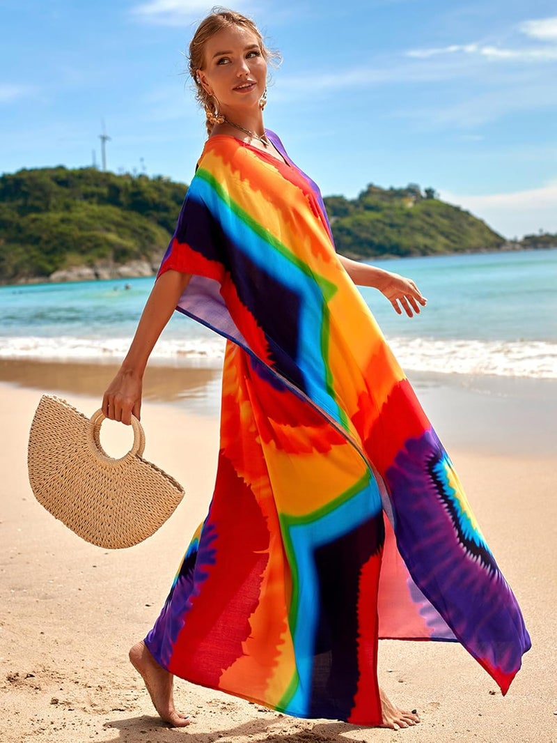 IMAGEKOPE Kaftan Dresses for Women Plus Size Bathing Suit Cover up Caftan Maxi Beach Dresses - Image 4